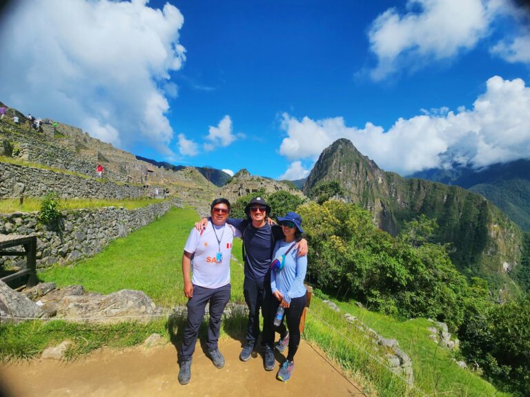Travelers in the city of Machu Picchu